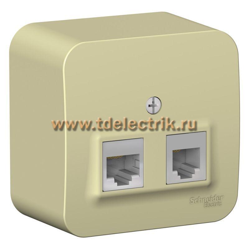 Фотография №1, BLANCA О/У Розетка двойная: комп.RJ45, кат.5E + телеф. RJ11, изол.пл.,бежевый