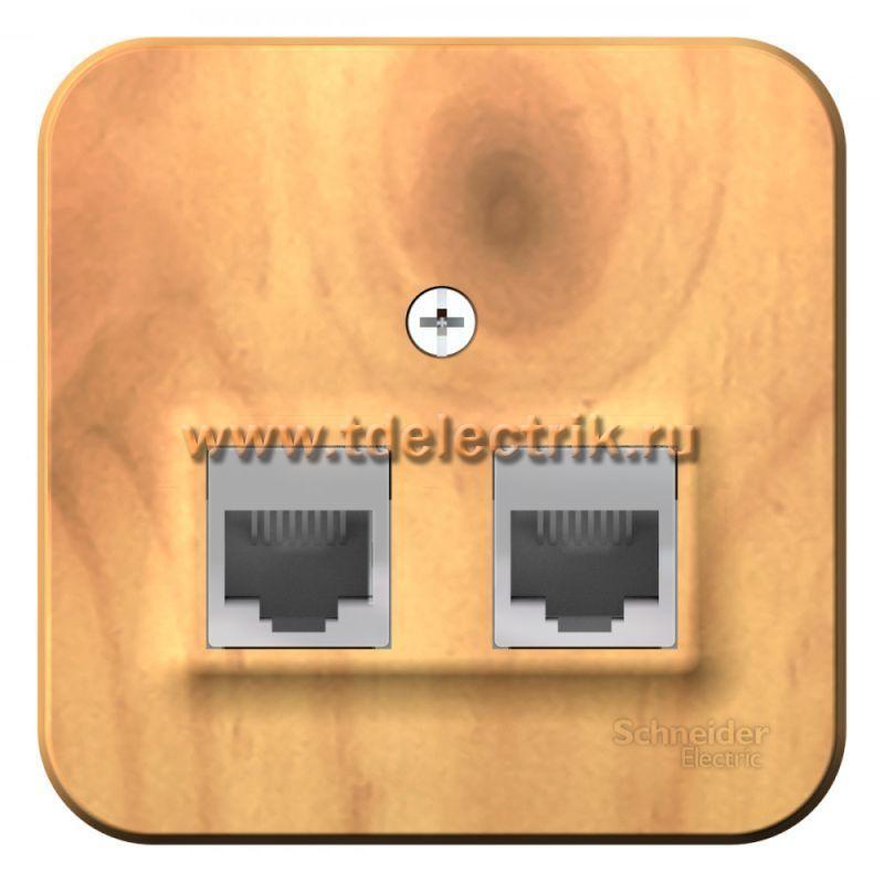 Фотография №1, BLANCA О/У Розетка двойная: комп.RJ45, кат.5E + телеф. RJ11, изол.пл.,ясень