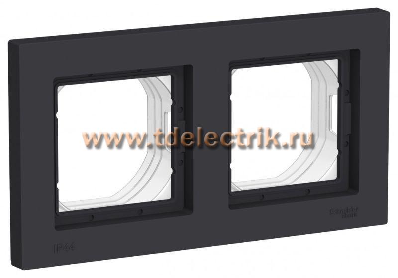 Фотография №1, ATLASDESIGN AQUA 2-постовая Рамка IP44  карбон