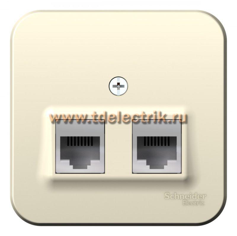 Фотография №1, BLANCA О/У Розетка двойная: комп.RJ45, кат.5E + телеф. RJ11, изол.пл.,молочный