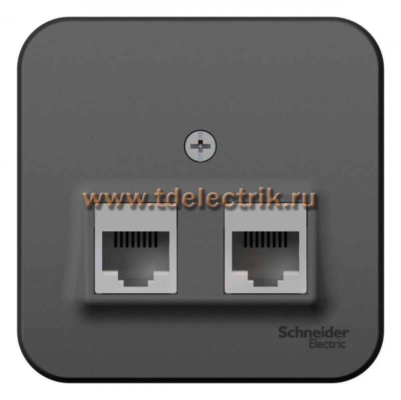 Фотография №1, BLANCA О/У Розетка двойная компьютерная RJ45, кат.5E, изол.пл.,антрацит