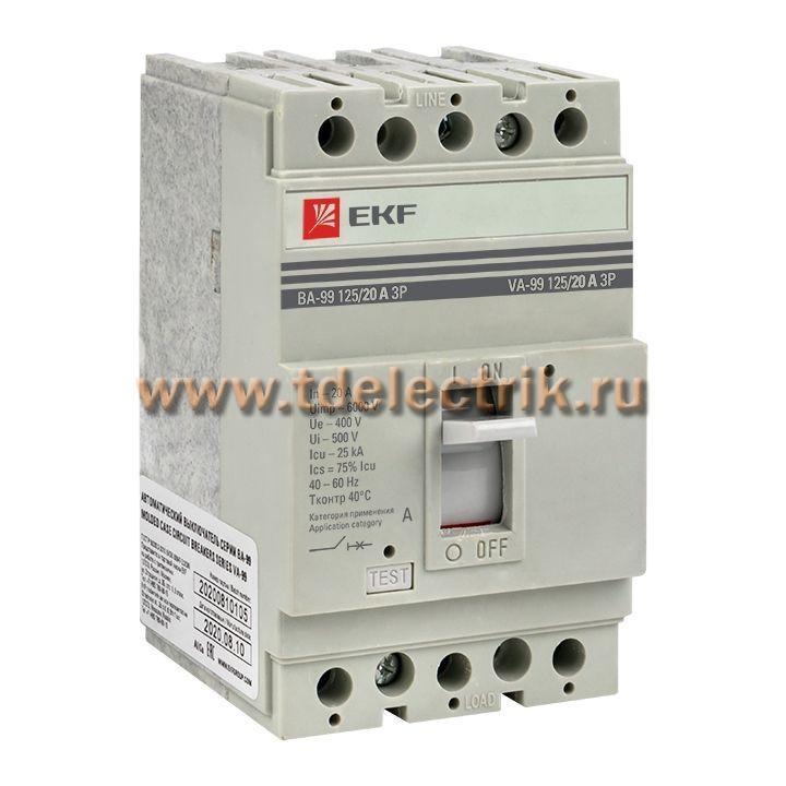 Фотография №1, Выключатель автоматический ВА-99 125/20А 3P 25кА EKF PROxima