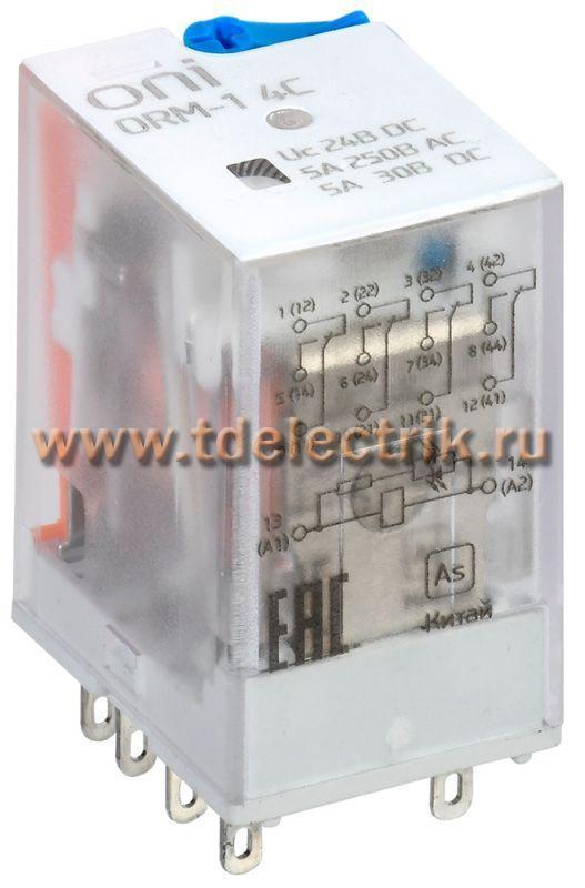 Фотография №1, Реле интерфейсное ORM-1 4C 24В DC с LED и тест. кнопкой ONI
