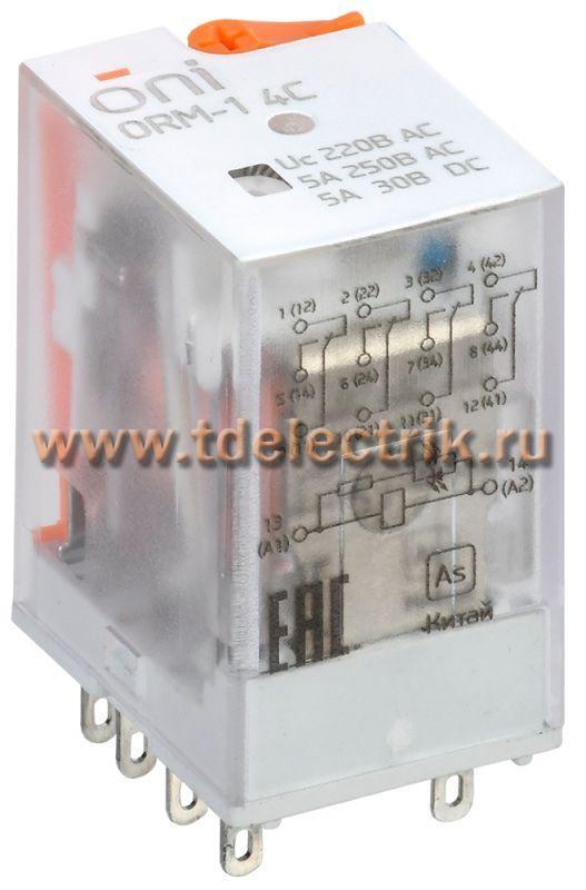 Фотография №1, Реле интерфейсное ORM-1 4C 220В AC с LED и тест. кнопкой ONI