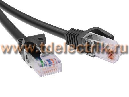 Фотография №1, Патч-корд неэкранированный CAT 5E U/UTP 4х2, LSZH, черный, 0.5м
