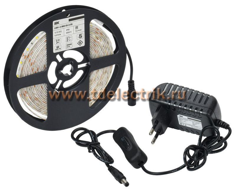 Фотография №1, Комплект DIY (2835W60-4,8-IP65-12В 5м + др. + выкл.) IEK