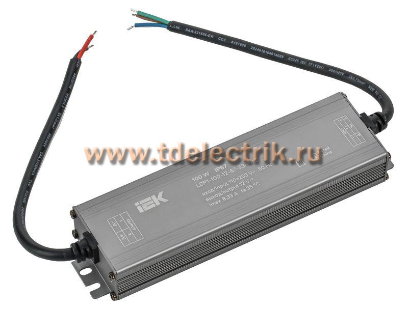 Фотография №1, Драйвер LED ИПСН-PRO 100Вт 12 В блок- шнуры IP67 IEK