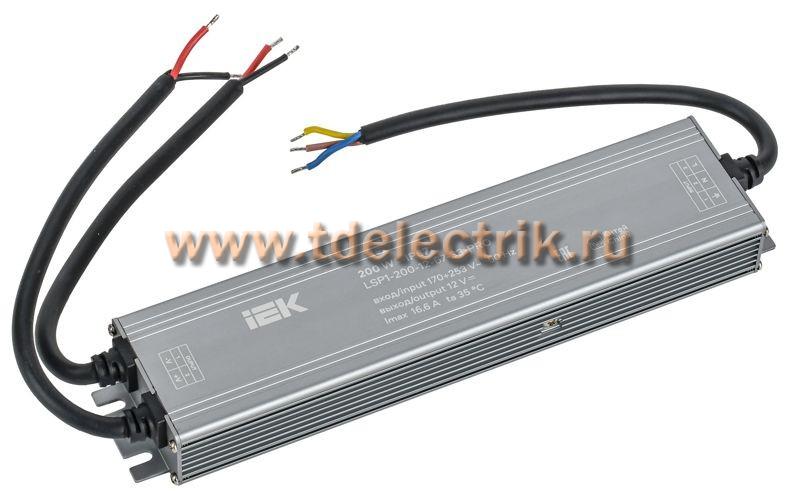 Фотография №1, Драйвер LED ИПСН-PRO 200Вт 12 В блок- шнуры IP67 IEK
