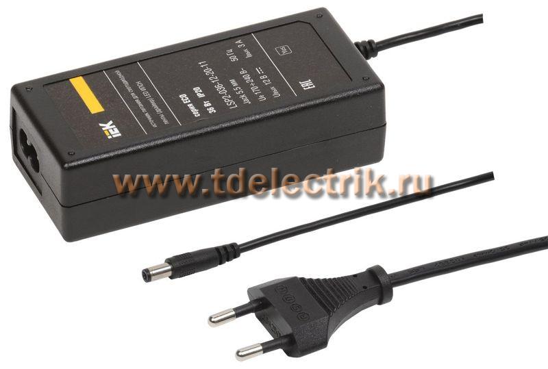 Фотография №1, Драйвер LED ИПСН 36Вт 12 В сетевая вилка-блок -JacK 5,5 мм IP20 IEK-eco