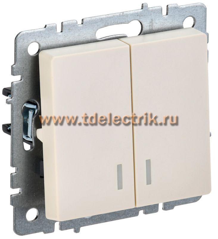 Фотография №1, BRITE Выключатель 2-кл. с инд. 10А ВС10-2-1-БрКр беж. IEK