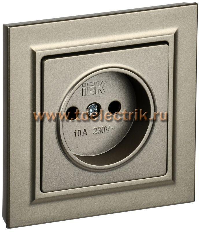 Фотография №1, BRITE Розетка без з/к/ш 10А в сб. РСР10-1-0-БрШ шамп. IEK