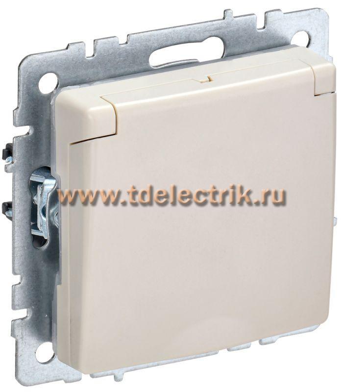 Фотография №1, BRITE Розетка с з/к/ш с кр. 16А IP44 РСбш10-3-44-БрКр беж. IEK