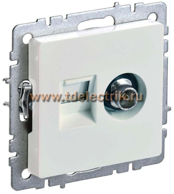Фотография №1, BRITE Розетка двойная TV+RJ45 кат.5E РТВ/РК12-БрЖ жемч. IEK