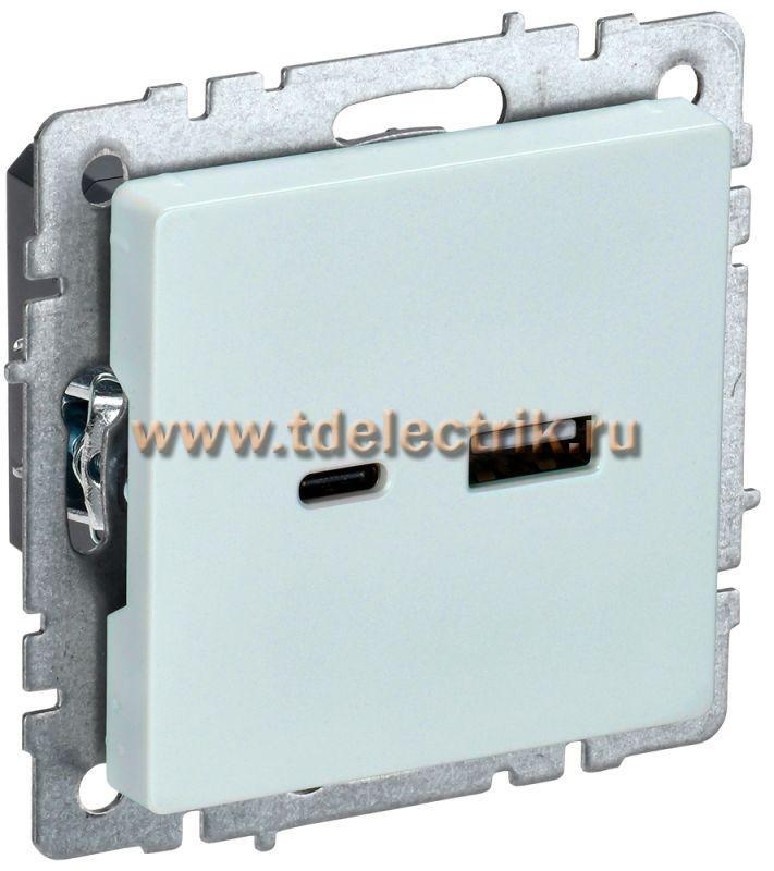 Фотография №1, BRITE Розетка USB A+C 18Вт РЮ11-1-БрЖ жемч. IEK