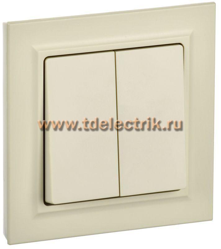 Фотография №1, BRITE Выключатель 2-кл. 10А в сб. ВСР10-2-0-БрКр беж. IEK