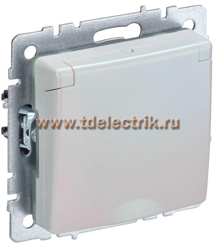 Фотография №1, BRITE Розетка с з/к/ш с кр. 16А IP20 РСбш10-3-БрЖ жемч. IEK