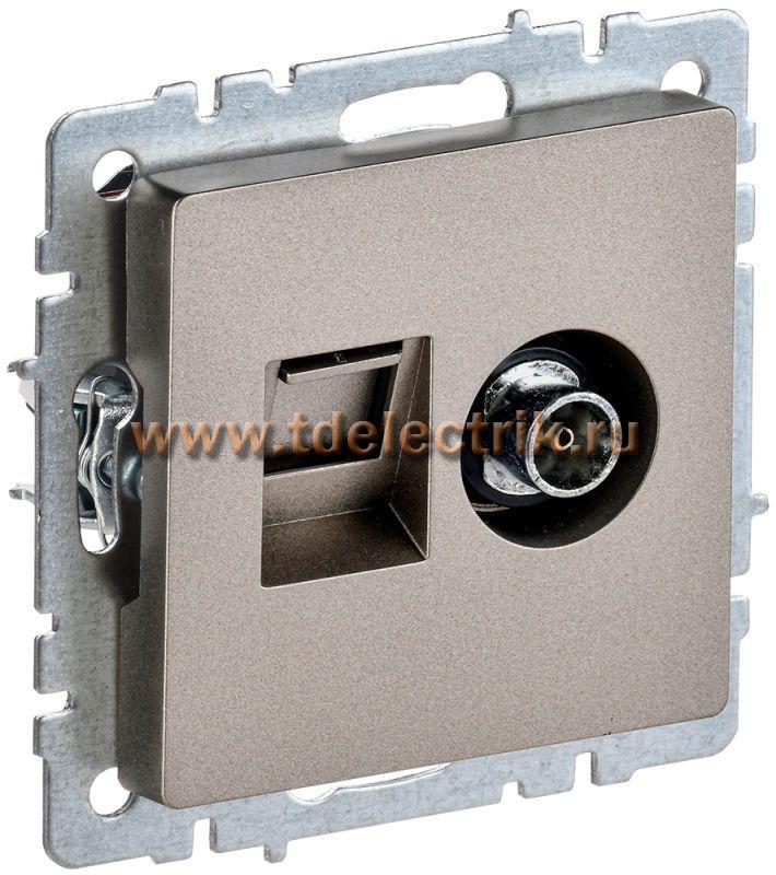 Фотография №1, BRITE Розетка двойная TV+RJ45 кат.5E РТВ/РК12-БрШ шамп. IEK