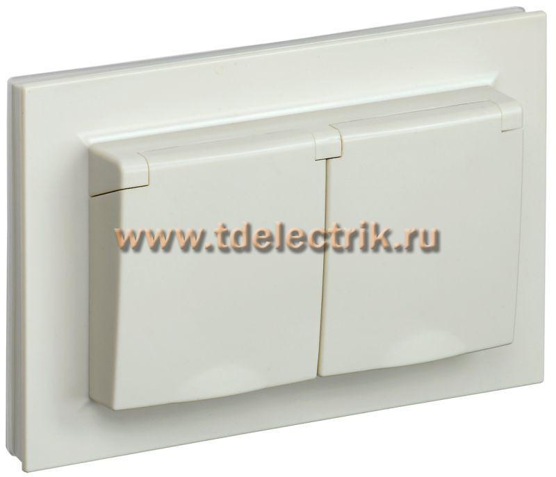 Фотография №1, BRITE Розетка 2-я с кр. 16А в сб IP44 РСбш12-3-44-БрКр беж. IEK
