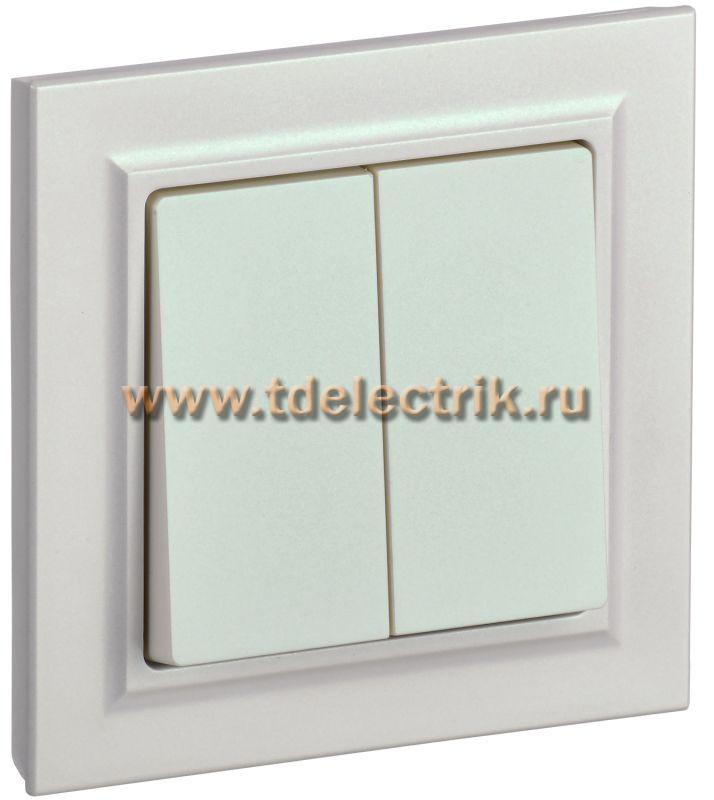 Фотография №1, BRITE Выключатель 2-кл. 10А в сб. ВСР10-2-0-БрЖ жемч. IEK