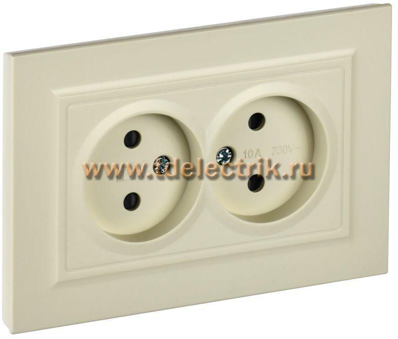 Фотография №1, BRITE Розетка 2-я без з/к с з/ш 10А в сб. РСш12-2-БрКр беж. IEK