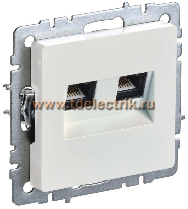 Фотография №1, BRITE Розетка двойная RJ11+RJ45 кат.5E РК/Т12-БрЖ жемч. IEK