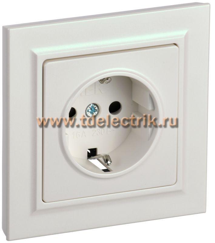 Фотография №1, BRITE Розетка с з/к/ш 16А в сб. РСР14-1-0-БрЖ жемч. IEK