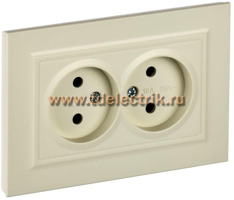 Фотография №1, BRITE Розетка 2-я без з/к/ш 10А в сб. РС12-2-БрКр беж. IEK