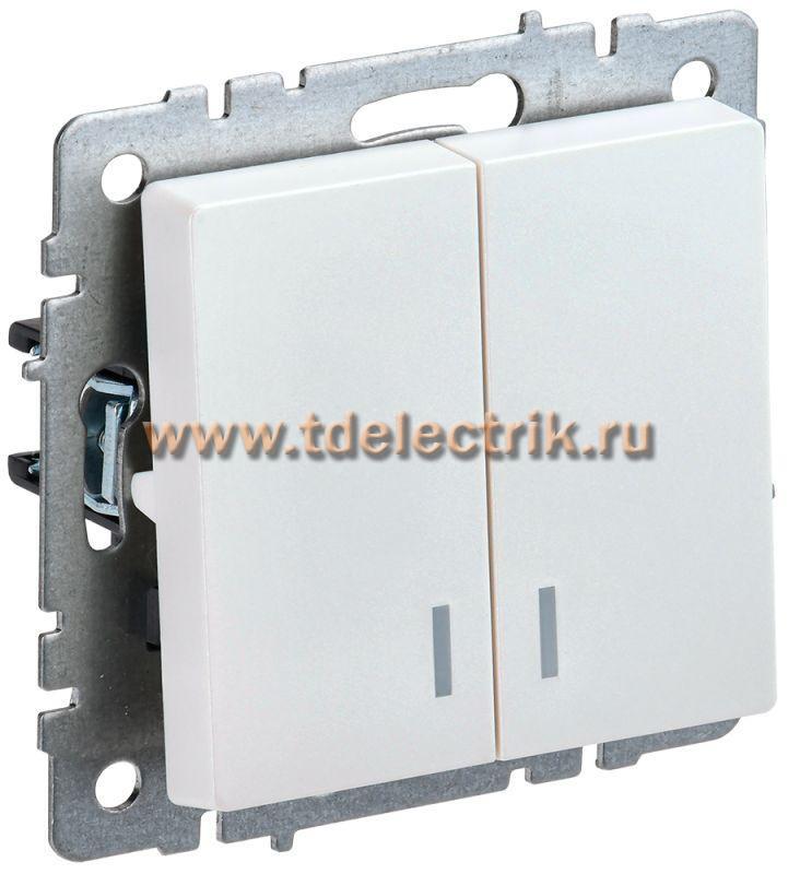 Фотография №1, BRITE Выключатель 2-кл. с инд. 10А ВС10-2-1-БрЖ жемч. IEK