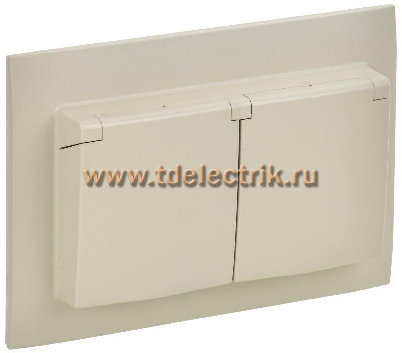 Фотография №1, SKANDY Розетка 2-я с кр. 16А в сб IP44 SK-R12B беж. IEK