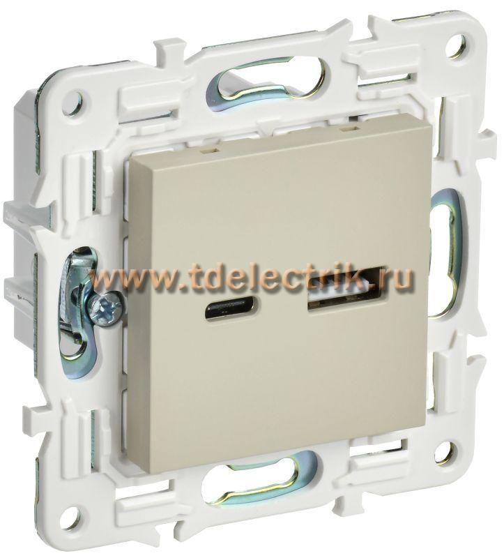Фотография №1, SKANDY Розетка USB A+C 18Вт SK-R13B беж. IEK