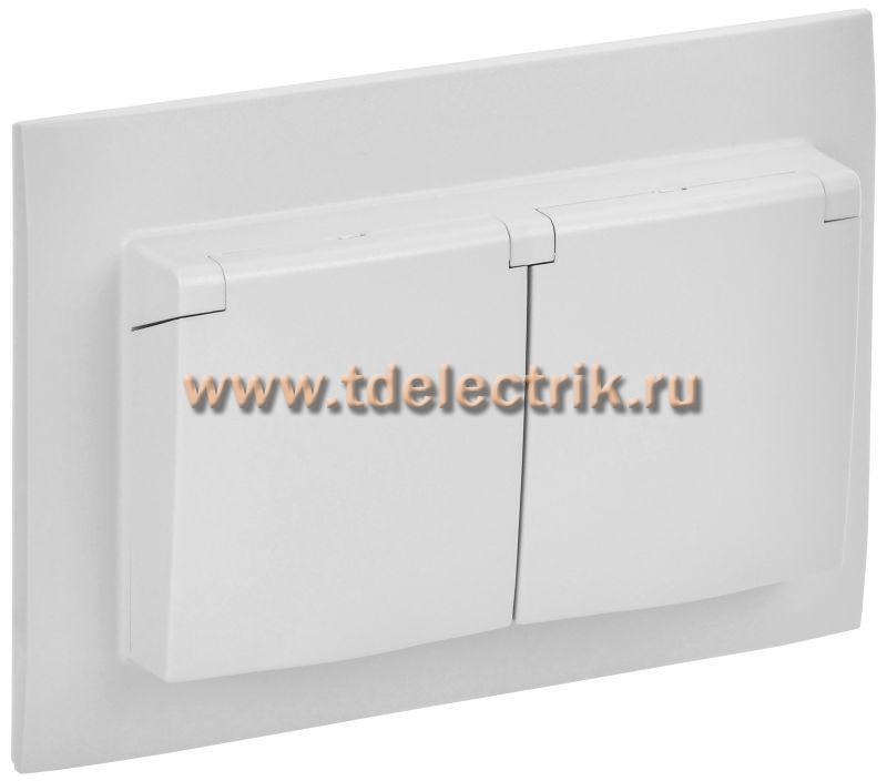 Фотография №1, SKANDY Розетка 2-я с кр. 16А в сб IP44 SK-R12W арк. бел. IEK