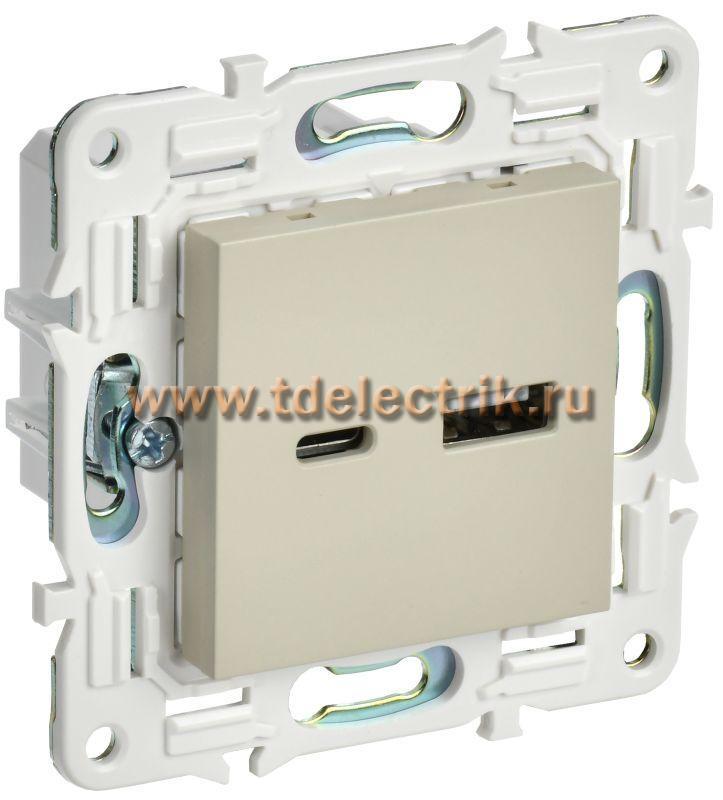 Фотография №1, SKANDY Розетка USB A+C 3,1А SK-R14B беж. IEK