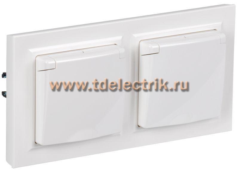 Фотография №1, BRITE Розетка с кр. 16А IP44 РСбш10-3-44-БрБ бел. в сб 2шт