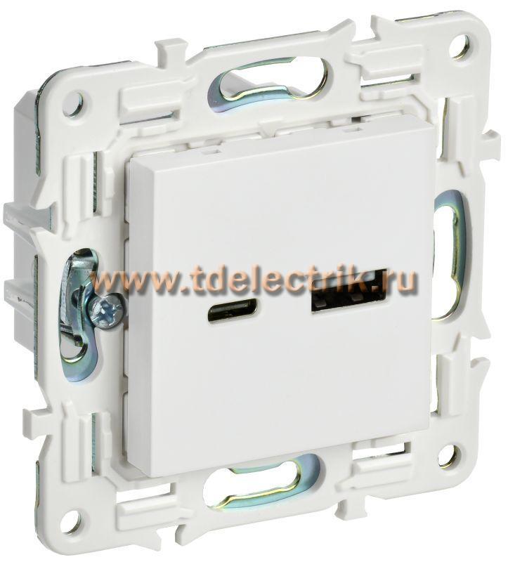 Фотография №1, SKANDY Розетка USB A+C 18Вт SK-R13W арк. бел. IEK