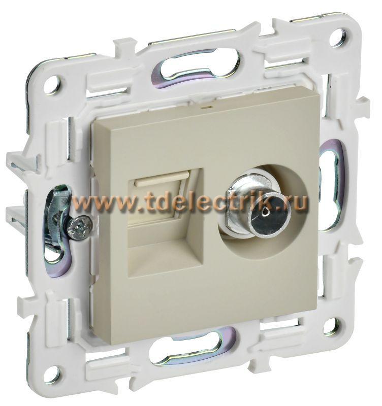 Фотография №1, SKANDY Розетка двойная TV+RJ45 кат.6E SK-A15B беж. IEK