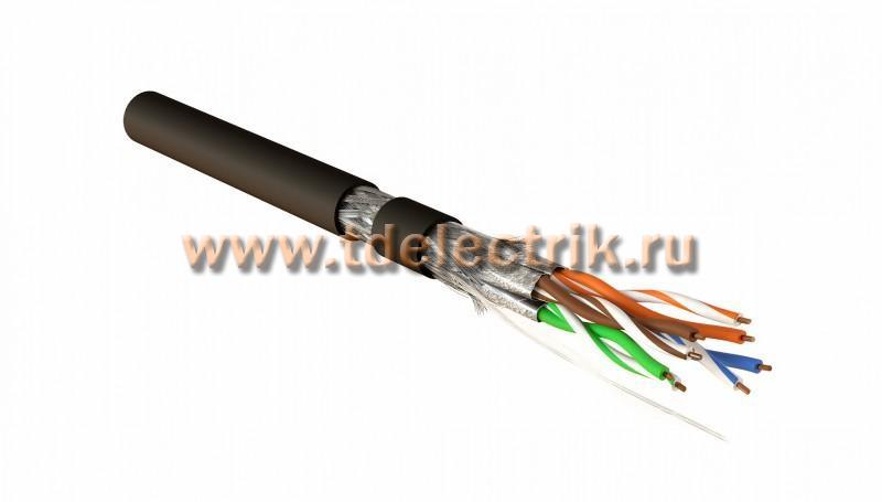 Фотография №1, Hyperline SFTP4-C7A-S23-OUT-PE-BK-500 (500 м) Кабель витая пара экранированная (S/FTP) категория 7A 4 пары (23AWG) одножильный (solid) каждая пара в фольге общий экран - оплетка PE черный