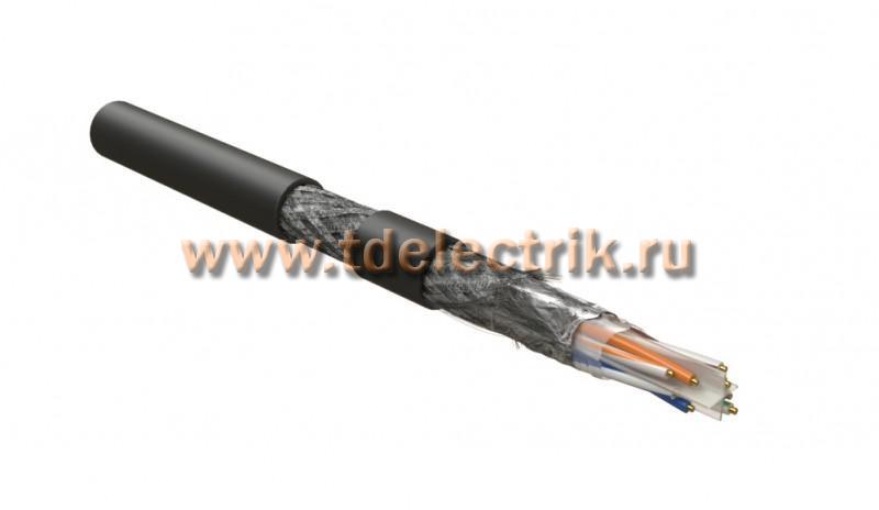 Фотография №1, Hyperline SFUTP4-C6-S23-OUT-PE-BK-500 (500 м) Кабель витая пара экранированная (SF/UTP) категория 6 4 пары (23AWG) одножильный (solid) общий экран - фольга и оплетка - 30°C - + 50°C PE черный