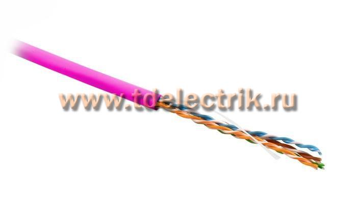 Фотография №1, Hyperline UUTP4-C5E-S24-IN-PVC-PK-100 (100 м) Кабель витая пара неэкранированная U/UTP категория 5e 4 пары (24 AWG) одножильный (solid) PVC -20°C – +75°C розовый - гарантия: 15 лет компонентная 25 лет системная
