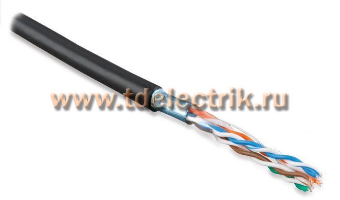 Фотография №1, Hyperline FUTP4-C5E-S22-OUT-PE-BK (куски) Кабель витая пара экранированная F/UTP категория 5e 4 пары(22 AWG) одножильный(solid) экран-фольгавнешний PE -40°C – +60°C черный - гарантия: 15 лет компонентная