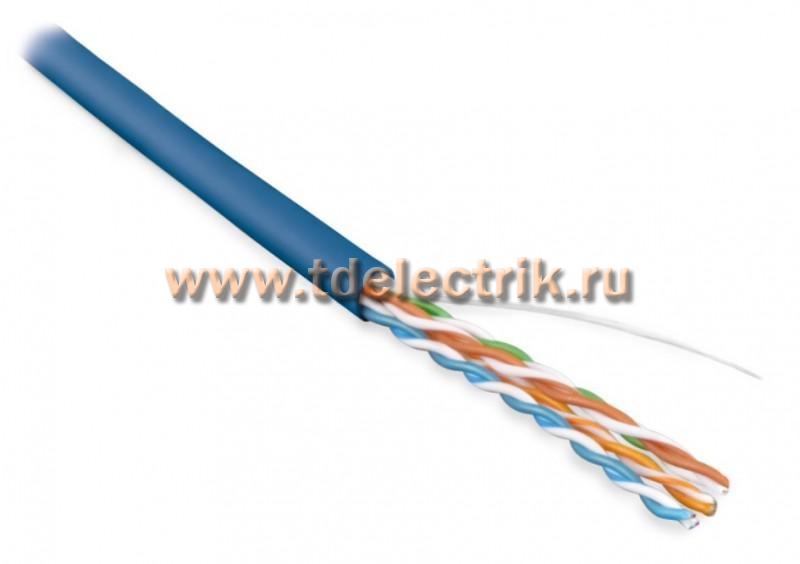 Фотография №1, Hyperline UUTP4-C5E-S24-IN-PVC-BL-100 (100 м) Кабель витая пара неэкранированная U/UTP категория 5e 4 пары (24 AWG) одножильный (solid) PVC -20°C – +75°C синий - гарантия: 15 лет компонентная 25 лет системная