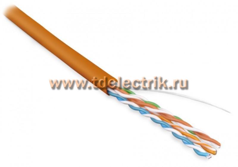 Фотография №1, Hyperline UUTP4-C5E-S24-IN-PVC-OR-100 (100 м) Кабель витая пара неэкранированная U/UTP категория 5e 4 пары (24 AWG) одножильный (solid) PVC -20°C – +75°C оранжевый - гарантия: 15 лет компонентная 25 лет системная