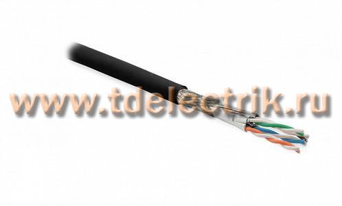 Фотография №1, Hyperline SFTP4-C7-S23-OUT-PE-BK-500 (500 м) Кабель витая пара экранированная (S/FTP) категория 7 4 пары (23AWG) одножильный (solid) каждая пара в фольге общий экран - оплетка PE черный