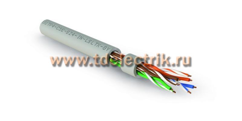 Фотография №1, Hyperline UUTP4-C5E-S24-IN-LSLTX-GY-305 (305 м) Кабель витая пара неэкранированная U/UTP категория 5e 4 пары (24 AWG) одножильный (solid) нг(А)-LSLTx внутренний серый
