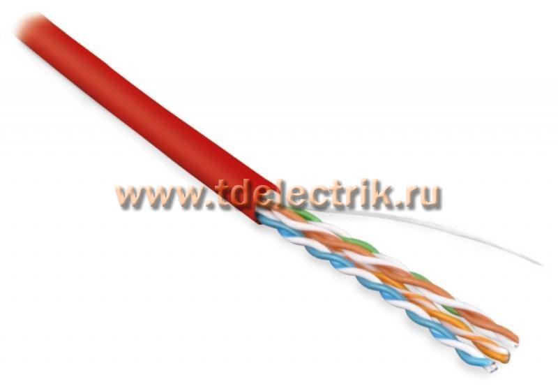 Фотография №1, Hyperline UUTP4-C5E-S24-IN-PVC-RD-100 (100 м) Кабель витая пара неэкранированная U/UTP категория 5e 4 пары (24 AWG) одножильный (solid) PVC -20°C – +75°C красный - гарантия: 15 лет компонентная 25 лет системная