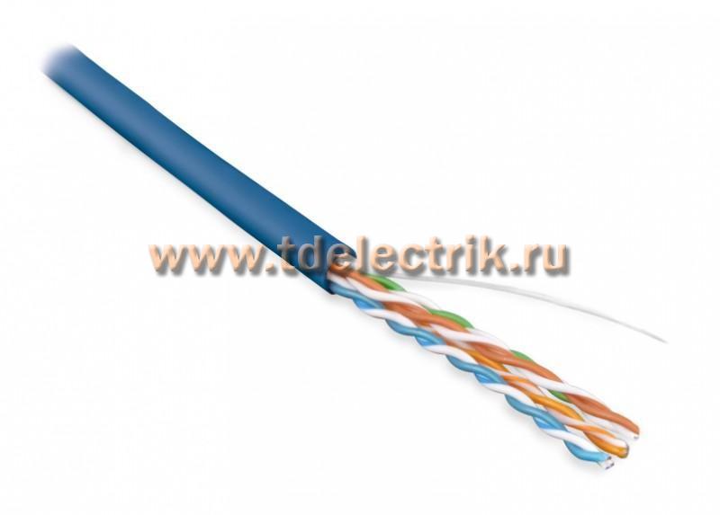 Фотография №1, Hyperline UUTP4-C5E-S24-IN-PVC-BL-305 (305 м) Кабель витая пара неэкранированная U/UTP категория 5e 4 пары (24 AWG) одножильный (solid) PVC -20°C – +75°C синий - гарантия: 15 лет компонентная 25 лет системная