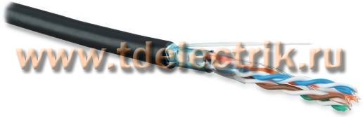 Фотография №1, Hyperline FUTP4-C5E-S24-OUT-LSZH-BK-500 (500 м) Кабель витая пара F/UTP категория 5e 4 пары(24 AWG) одножильн.(solid) экран-фольга внешний LSZH нг(А)-HF -40°C-+75°С черный-гарантия: 15 лет компонентная