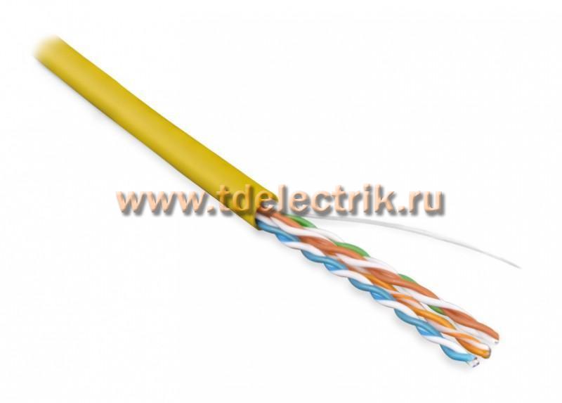 Фотография №1, Hyperline UUTP4-C5E-S24-IN-PVC-YL-305 (305 м) Кабель витая пара неэкранированная U/UTP категория 5e 4 пары (24 AWG) одножильный (solid) PVC -20°C – +75°C желтый - гарантия: 15 лет компонентная 25 лет системная