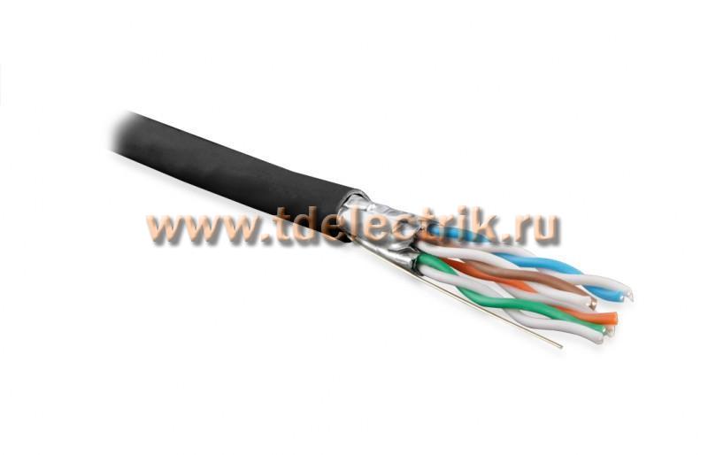 Фотография №1, Hyperline UFTP4-C6A-S23-OUT-PE-BK-500 (500 м) Кабель витая пара экранированная (U/FTP) категория 6a 4 пары (23AWG) одножильный (solid) каждая пара в экране без общего экрана - 30°C - + 50°C PE черный