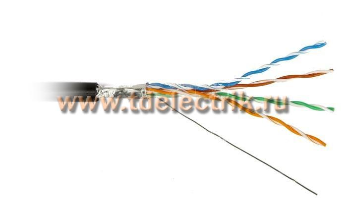 Фотография №1, Hyperline FUTP4-C5E-S24-OUT-PE-BK-100 (100м) Кабель витая пара экранир. F/UTP кат. 5e 4 пары (24AWG) одножильный (solid) экран - фольга внешний PE -40°C–+60°C черный-гарантия: 15 лет компонентная