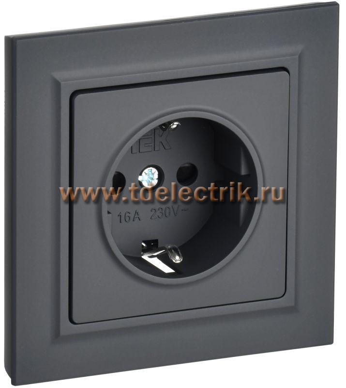 Фотография №1, BRITE Розетка с з/к/ш 16А в сб. РСР14-1-0-БрГ граф. IEK